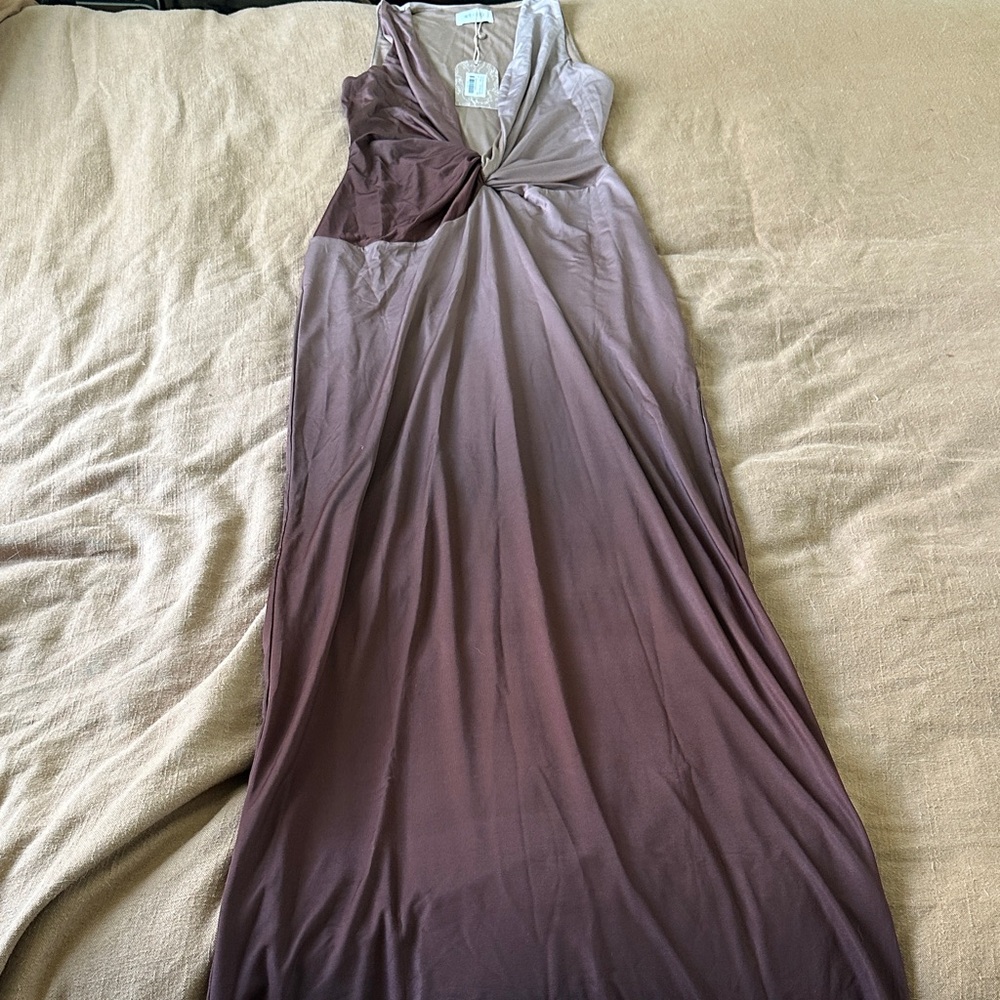Meshki Brown and Cream Maxi Dress